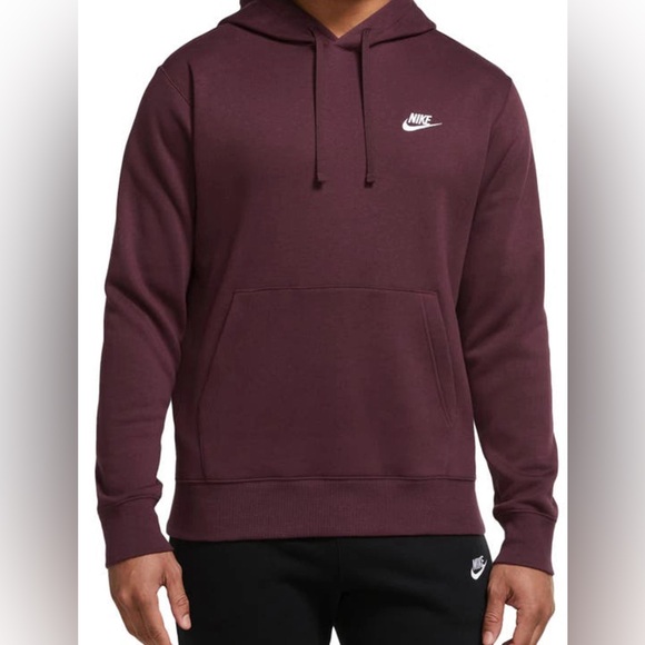 Nike Sportswear Club‎ Fleece Hoodie Burgundy Crush Men’s Sz Small - Picture 1 of 7